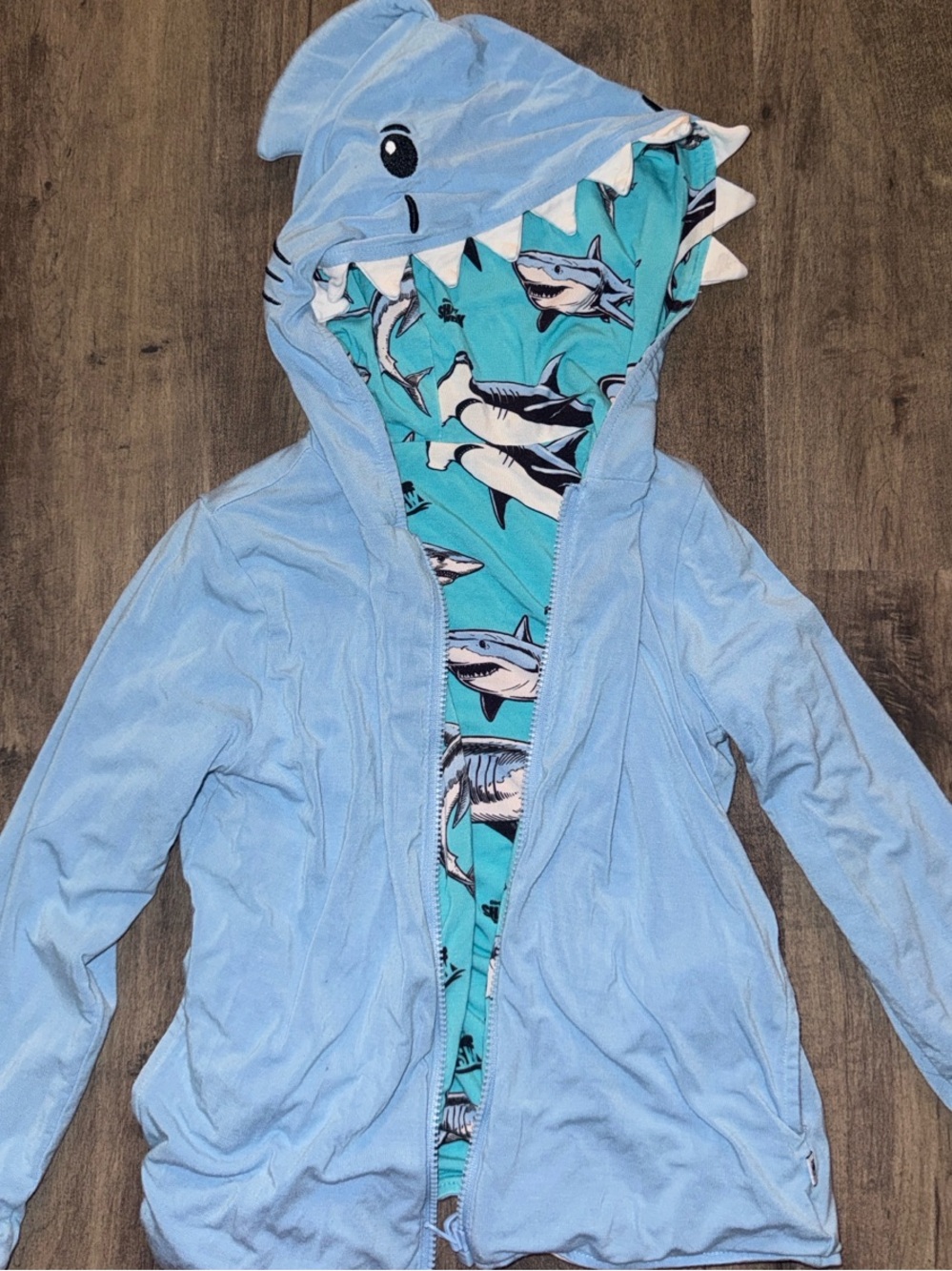 Bums & Roses Reversible Shark Week Jacket Hoodie 3T Shark Teeth Hood